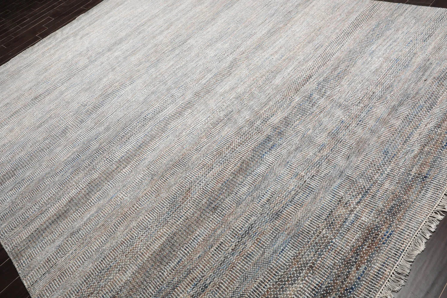 8x10 Cream, Gray Hand Knotted Grass 100% Wool Modern & Contemporary Oriental Area Rug