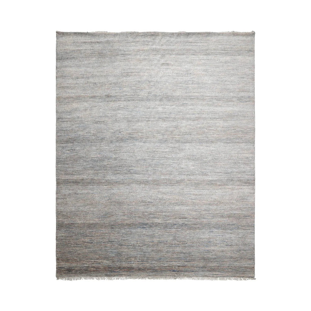 8x10 Cream, Gray Hand Knotted Grass 100% Wool Modern & Contemporary Oriental Area Rug
