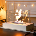 360° View Rectangular Tabletop Fire Bowl With Four-Sided Glass