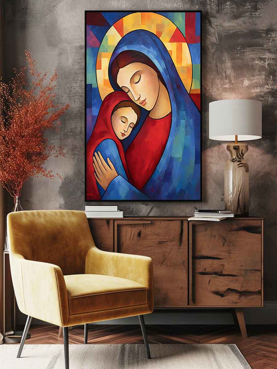 Mother Mary and Jesus Canvas Painting Print