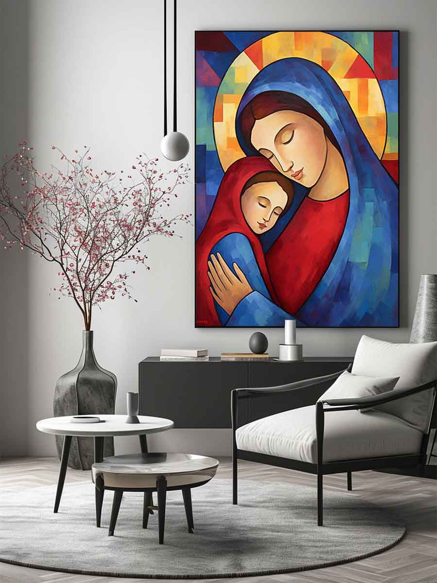 Mother Mary and Jesus Canvas Painting Print