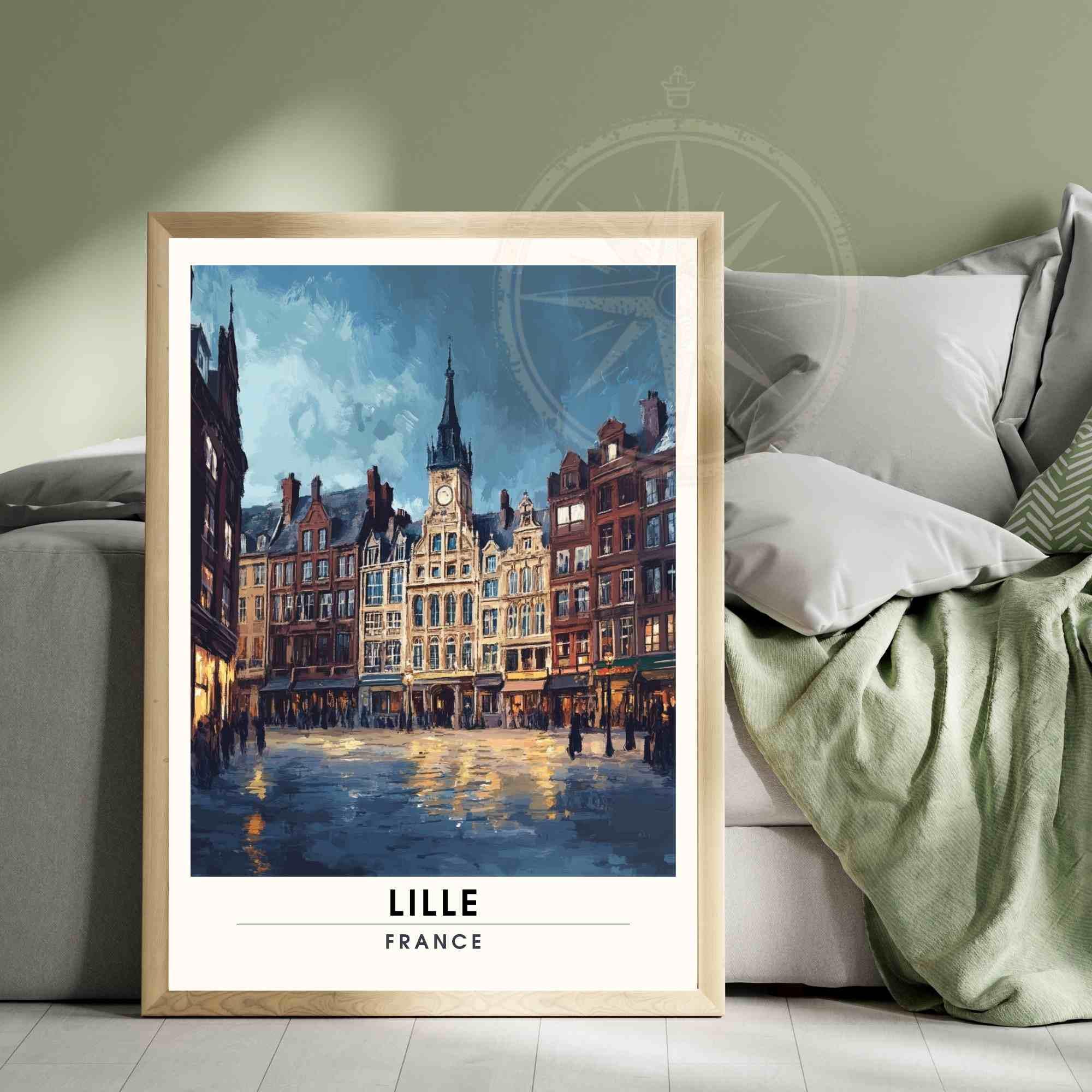 Affiche de voyage Lille | Impression Lille, France - Voyage nocturne