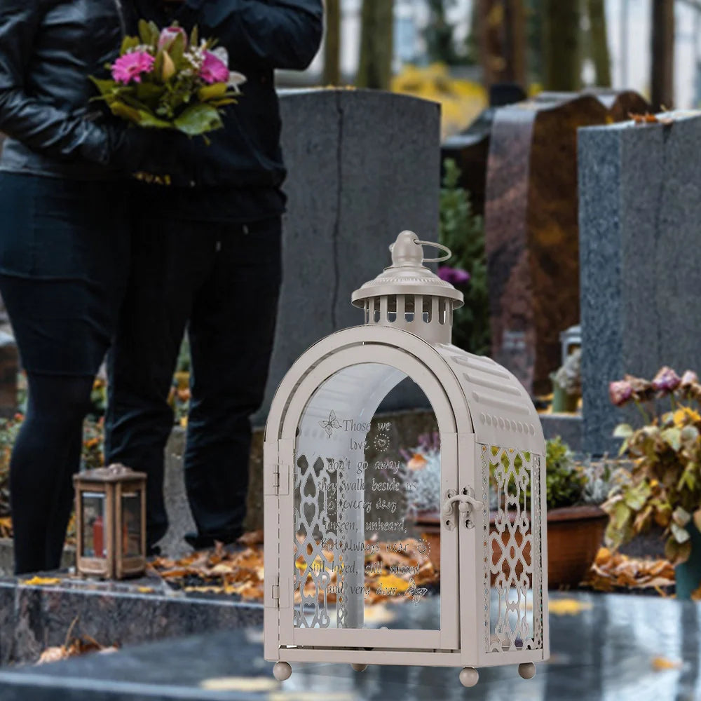 11'' High Memorial Remembrance Lantern (Grey, Without Candle)