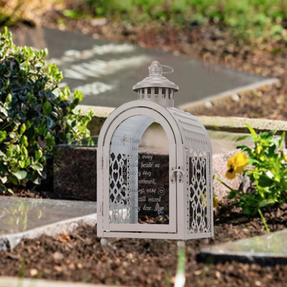 11'' High Memorial Remembrance Lantern (Grey, Without Candle)