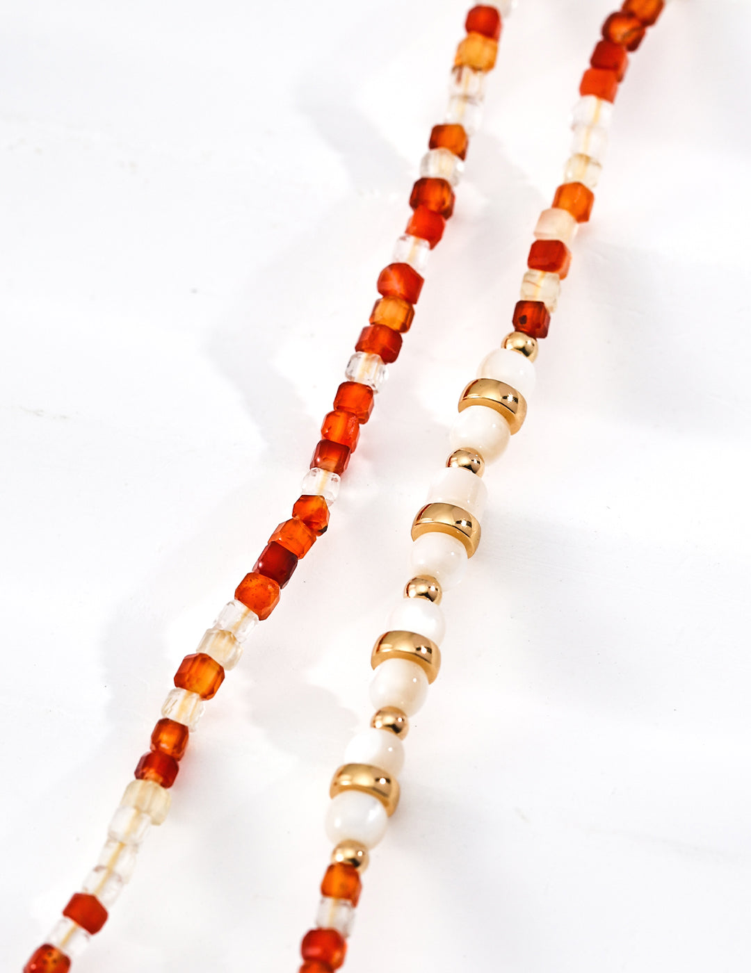 Red Agate and White Mother-of-Pearl Necklace