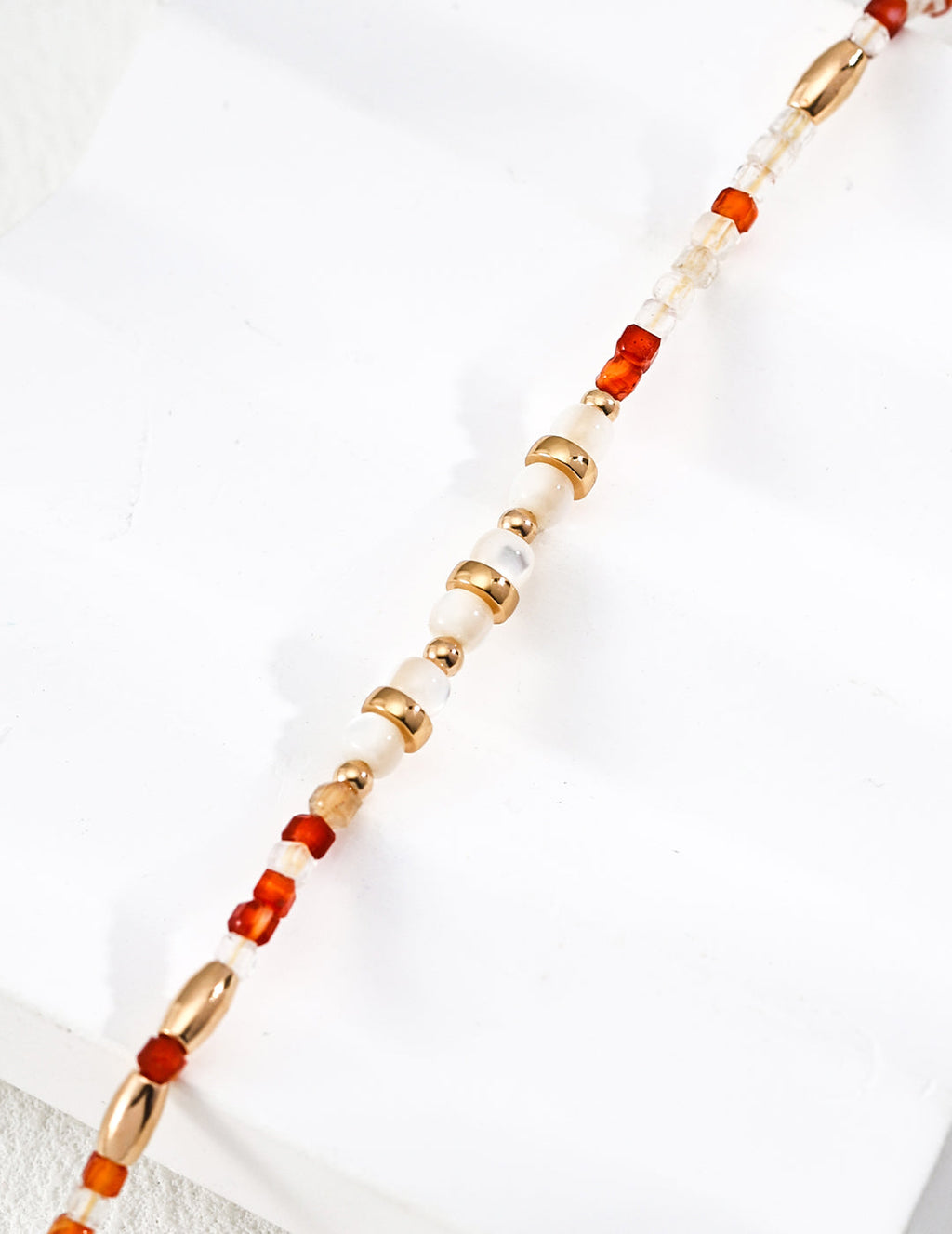 Red Agate and White Mother-of-Pearl Bracelet